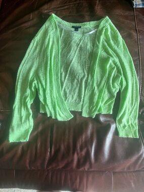 Torrid Bright Lime Sheer Open-Front Cropped Cardigan